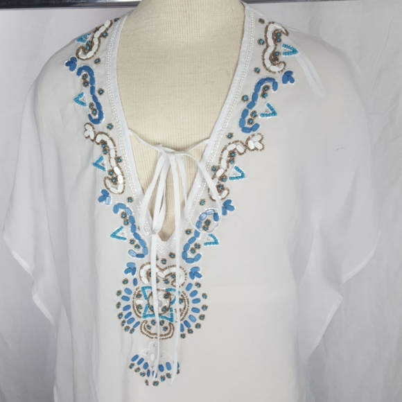 SPIAGGIA DOLCE BEJEWELED SHEER SLIP ON SZ S/M/L - Picture 3 of 10